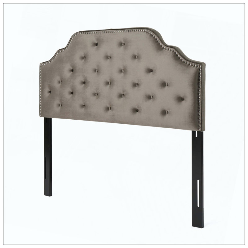Tufted Upholstered Headboard With Solid Wood And Durable Metal Legs Adjustable Height Nailhead Trim Modern Button Tufted Design