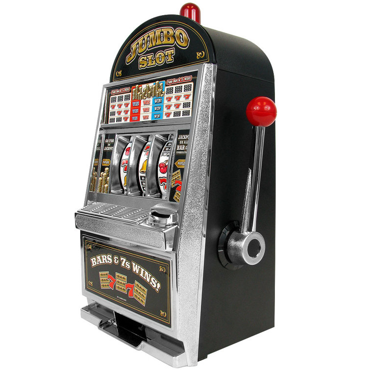 Slot Machine Coin Bank– Realistic Mini Table Top Novelty Toy by Trademark  Gameroom 