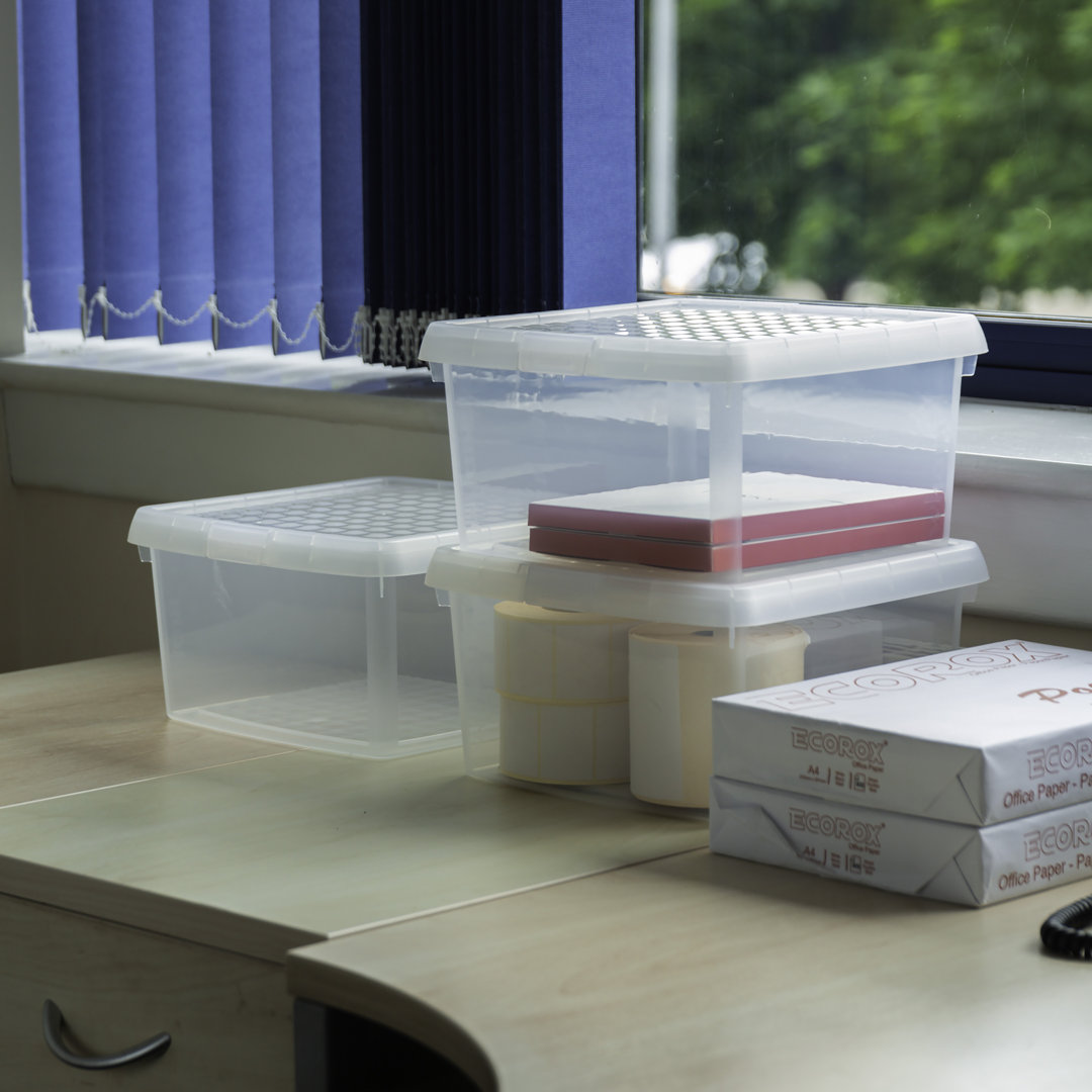 Wham Clip Square Plastic Storage Boxes with Secure Clip Lock Lids Clear/Clear/Clear