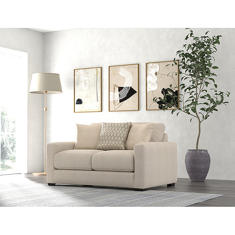 Mornimont 67'' Upholstered Loveseat with Comfort Coil Seating and 3 Included Accent Pillows, Beige 100% Polyester