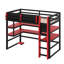 Gaming Loft Bed With Built-In Desk And Storage Shelves, Space-Saving Wooden Bed Frame With LED & Side Race-125193245-125193244