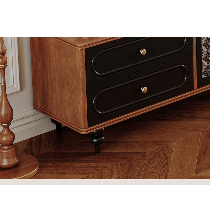 Meuble télé style français avec rangement rétro, 86.61"