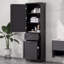 Grande armoire de rangement pour salle de bain, armoire de rangement autoportante avec deux tiroirs de tailles différentes et tablettes réglables, panneau de fibres à densité moyenne avec finition peinte-49808565