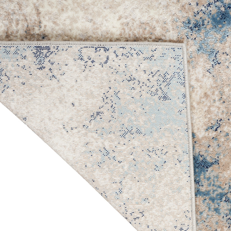 CK022 Infinity  Abstract Ivory/Gray/Blue Area Rug, Rectangle 9'9" x 12'