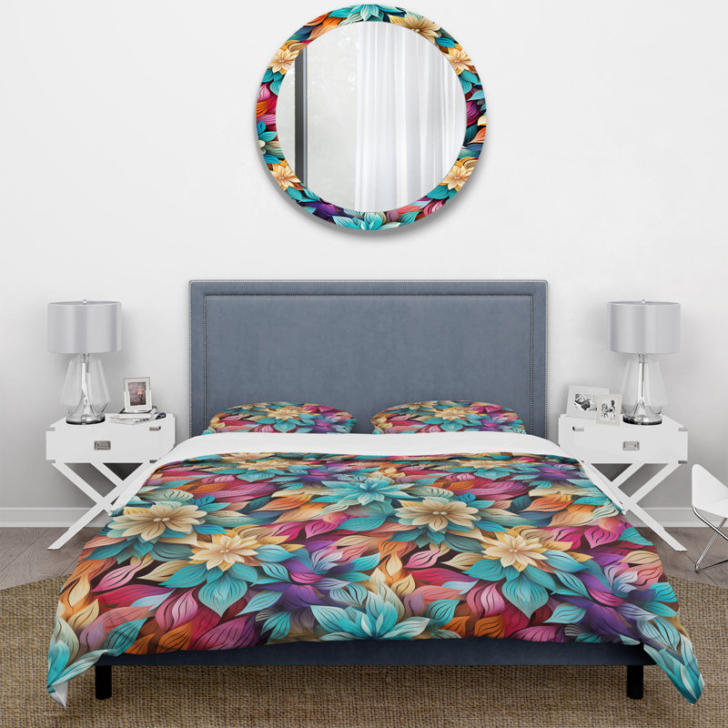 Ensemble de housse de couette Eclectic Mandala Boho, Housse de couette simple + 1 taie décorative stan