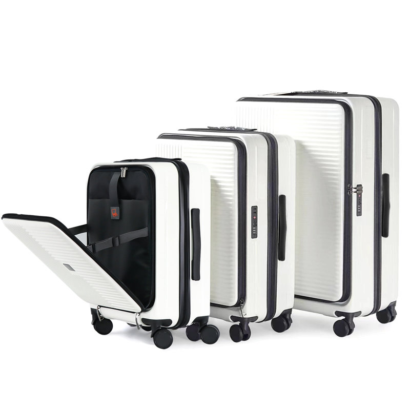 Luggage,with front opening,TSA approved lock,hardshell suitcase, White