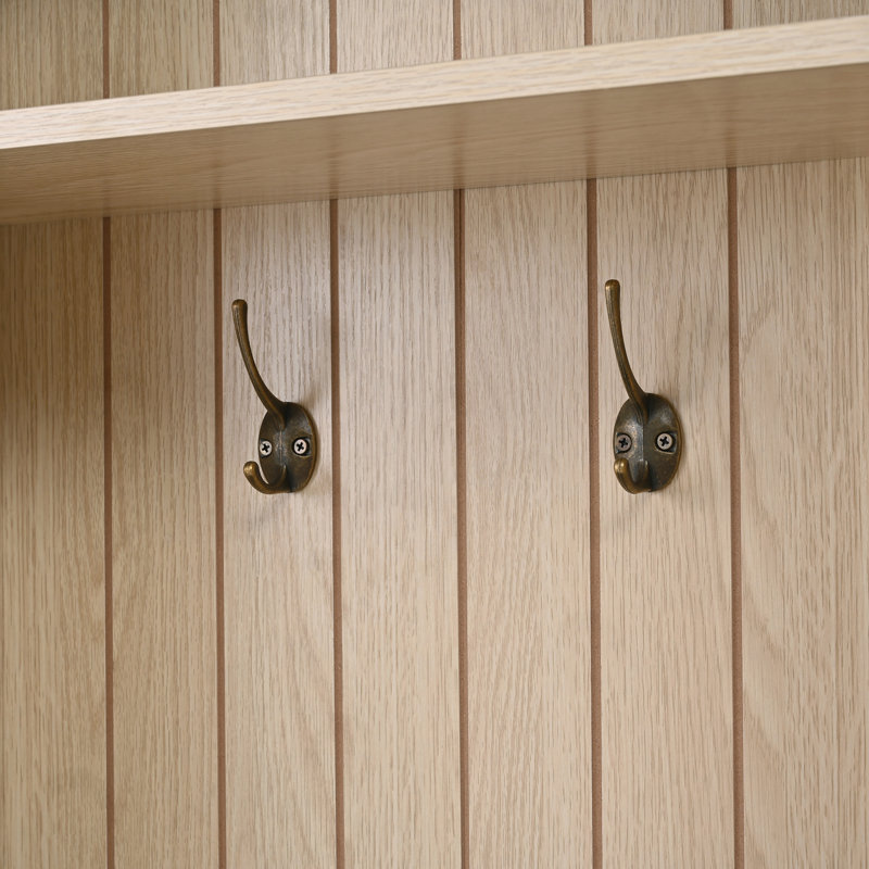Hall Tree With Retro Hooks And 3 Drawers, Black