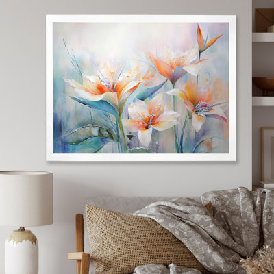 Oiseaux de paradis beige et orange sur toile
