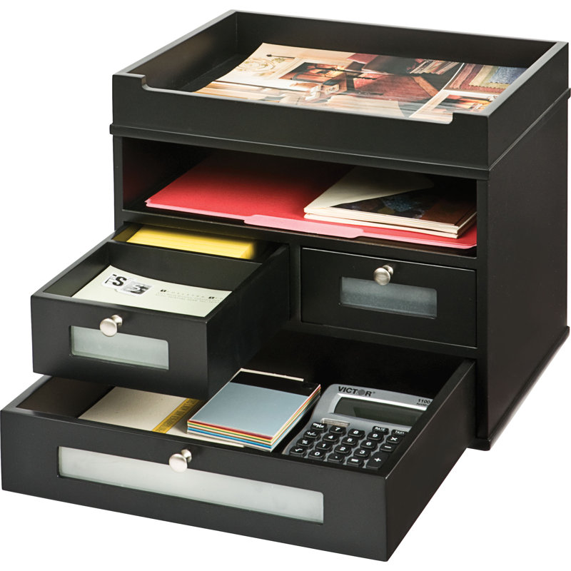 Jolie Wood Desk Organizer, Midnight Black