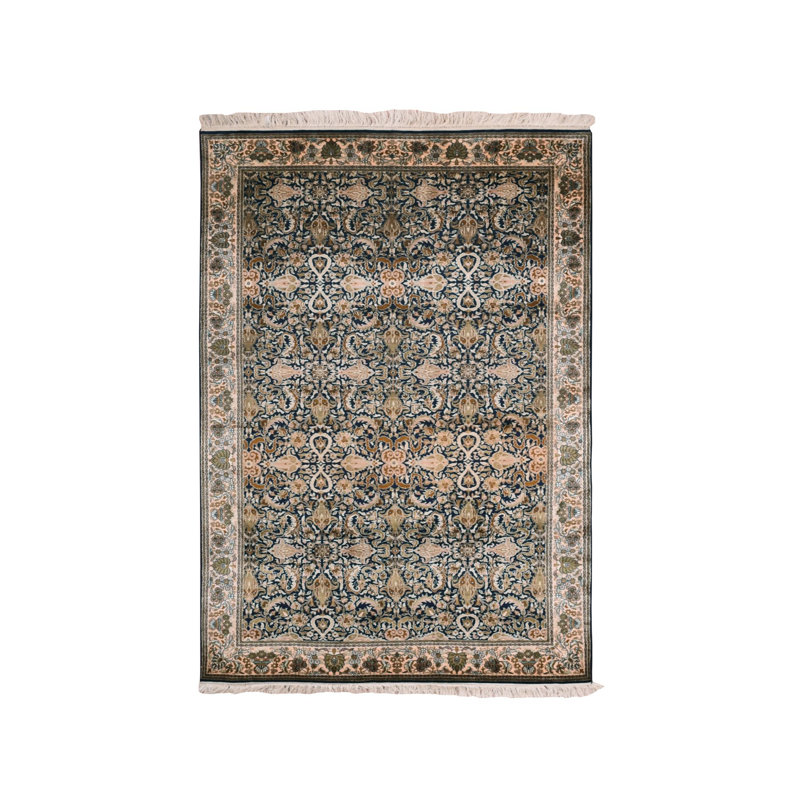 Tapis bleu nouvel âge en laine 4 pi 1 po x 6 pi Buna
