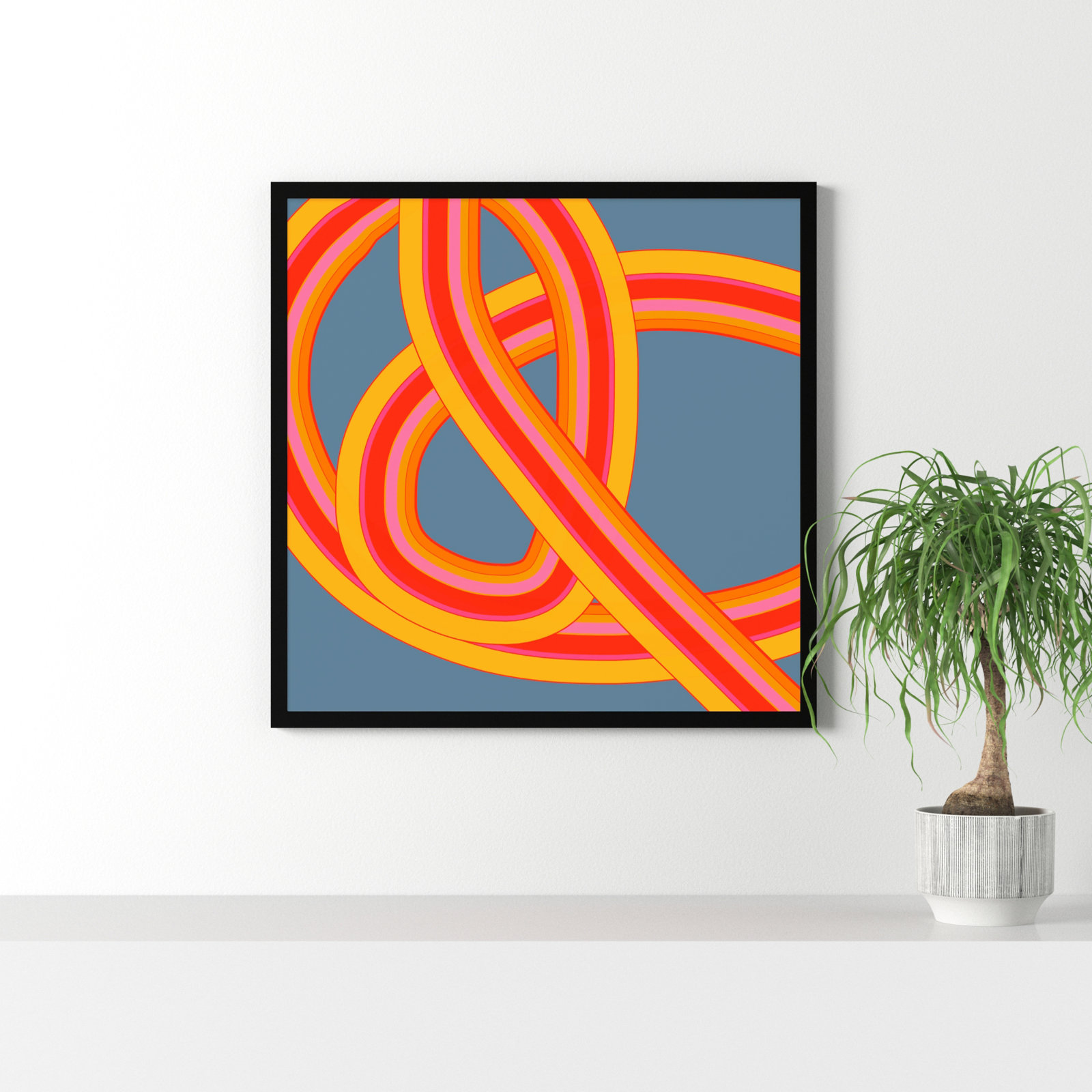 Twist Series I "Hawaiian Twist" Print, 36" H x 36" W x 1.25" D, Black