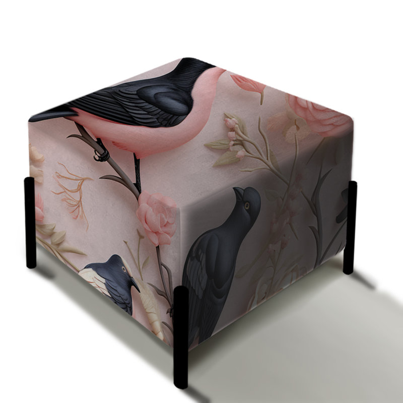 Bird Cameo Portraits - motif victorien - repose-pieds carré imprimé animal