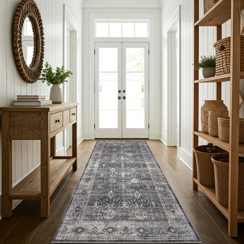Williston Forge Grey Machine Washable Area Rug – Soft, Durable, Non-Slip, Stain Resistant, Eco-Friendly GRS Certified, Perfect for Bedroom, Living & Dining Rooms