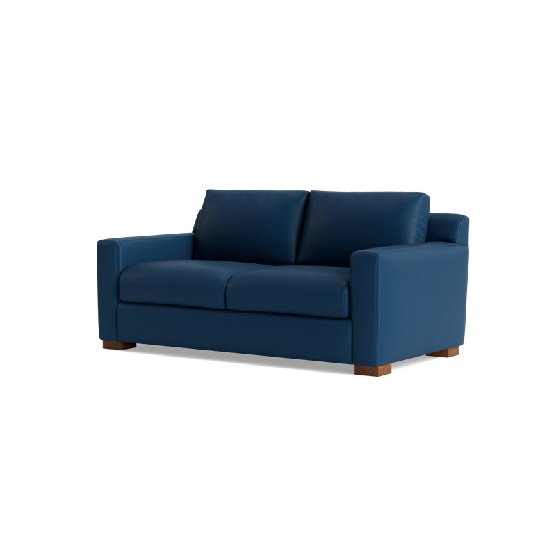 Catalina Leather Loveseat, Leather - Deep Blue
