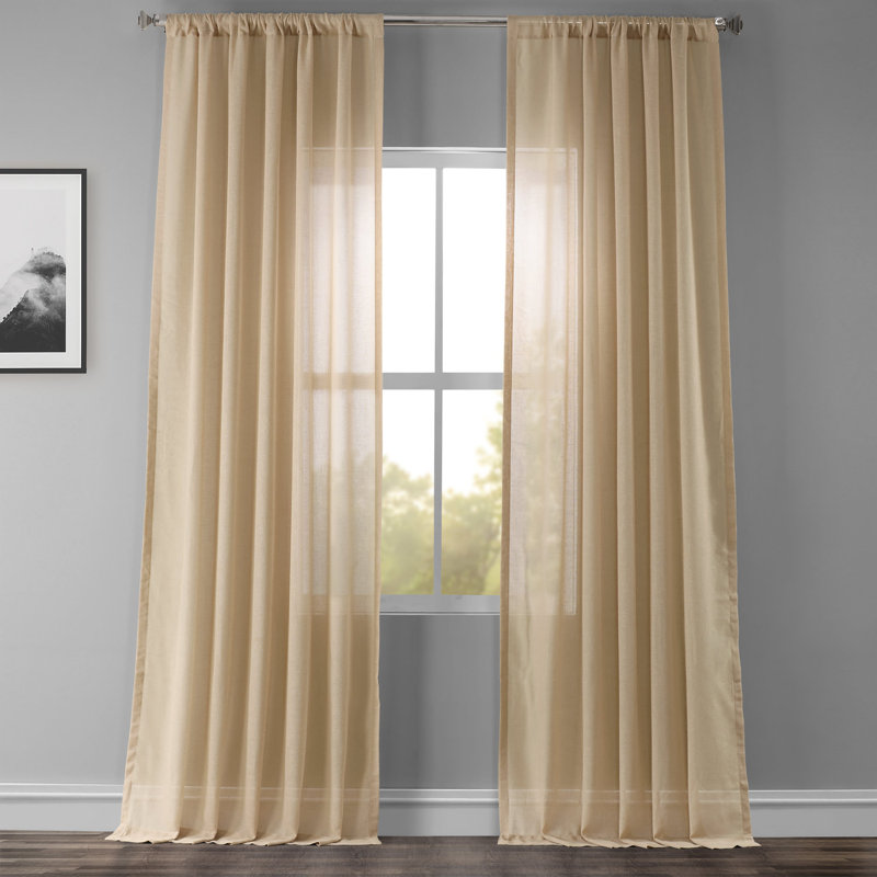 Larsa Linen Blend Sheer Curtain Single Panel, White Orchid, 50" W x 96" L