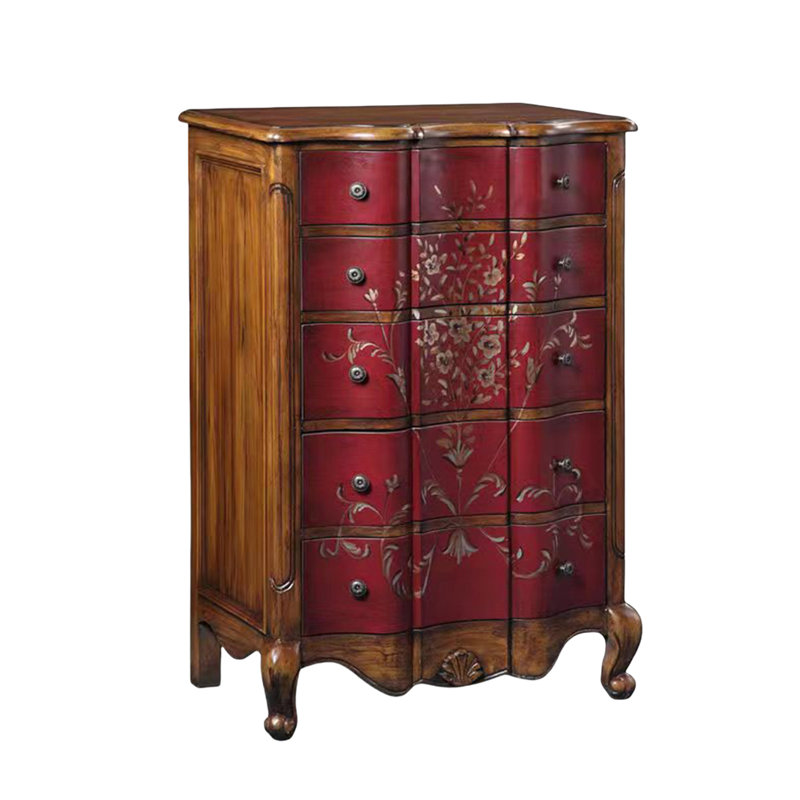 5-Drawer Hand-Painted Entryway Accent Chest
