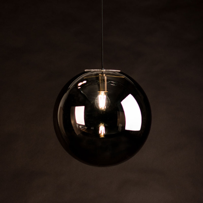 Orb glass globe gallery light 5m suspension, Black/Amber
