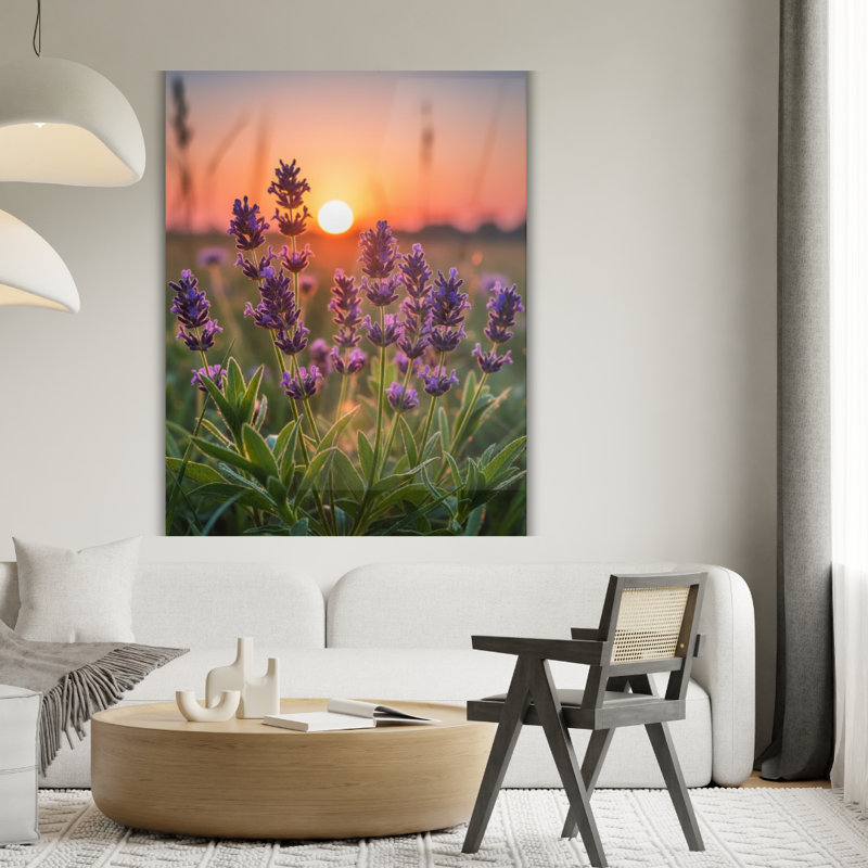 Art mural en verre trempé lavande, H 30 po x l 20 po