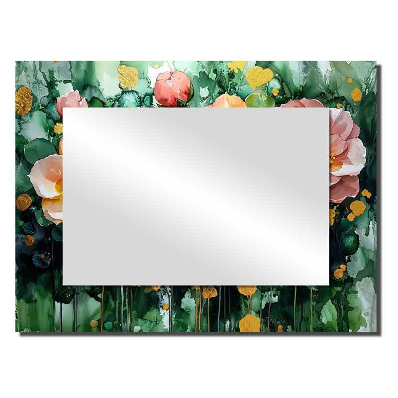 Printemps plante grasse aride - Art mural miroir floral - imprimé sur métal, 24 po x 32 po