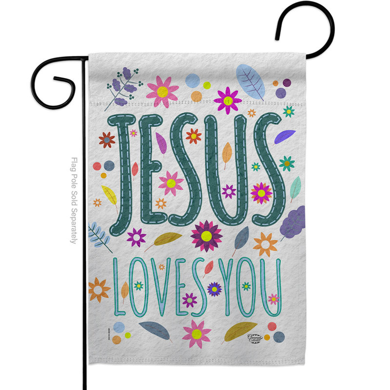 Drapeau de jardin en polyester 19 x 13 po Jesus Loves You