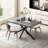 Retro Rectangular Sand Cross Iron Foot Base Dining Table-218277858