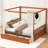King Size Wooden Canopy Bed Frame with Storage Drawers, Solid Wood Platform Bed with Slat Support, Natural-815277516-815277507