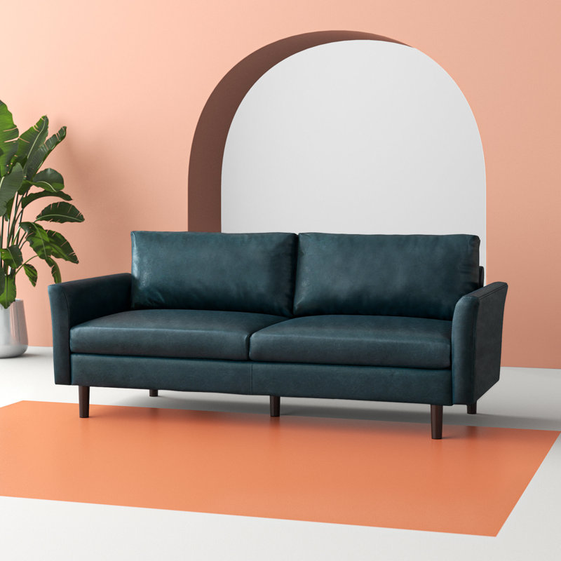 Bobur 80.3'' Faux Leather Sofa, Teal