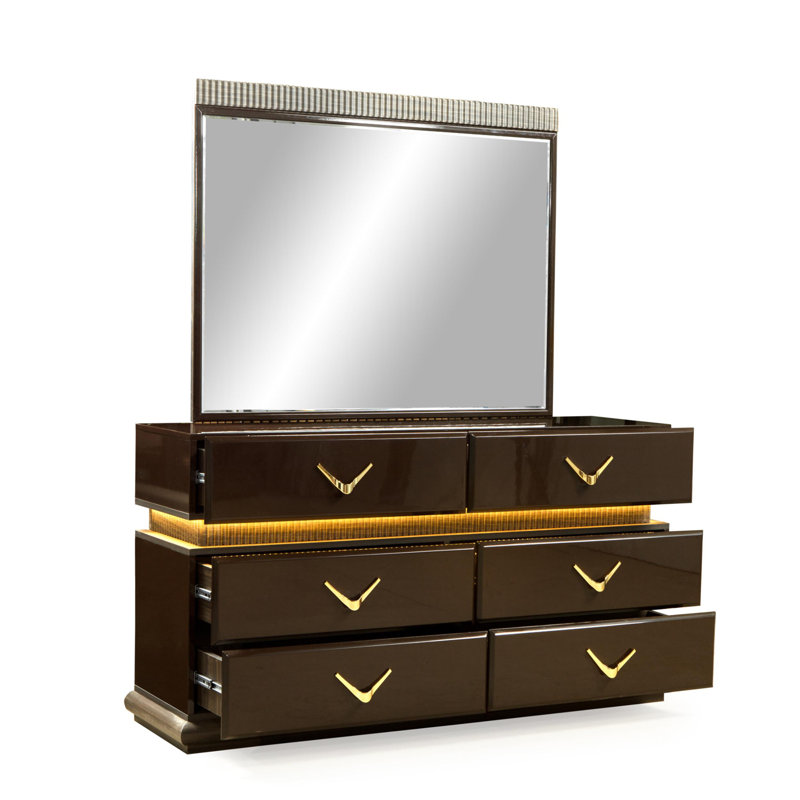 Commode à 6 tiroirs de style moderne en bois brun