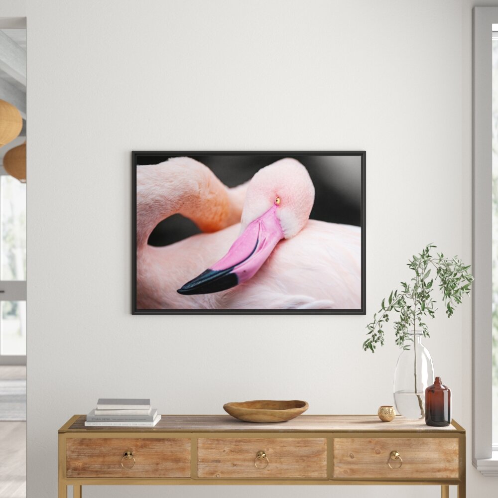 Gerahmtes Wandbild eleganter Flamingo