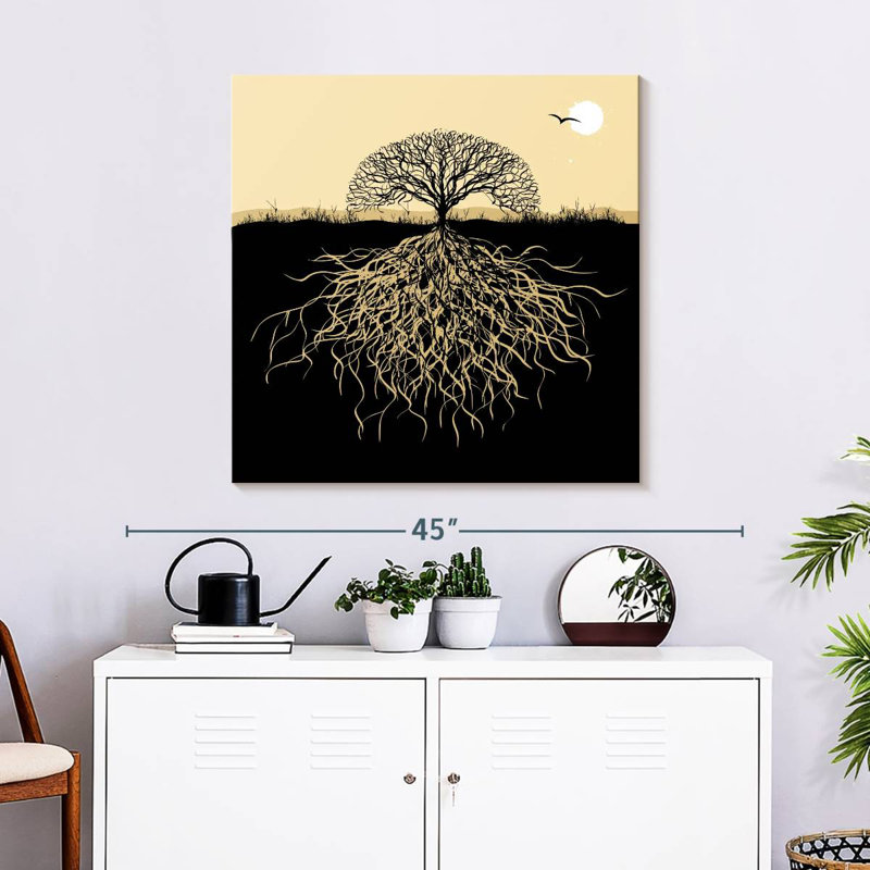 Silhouette d'un arbre Harnek avec des racines