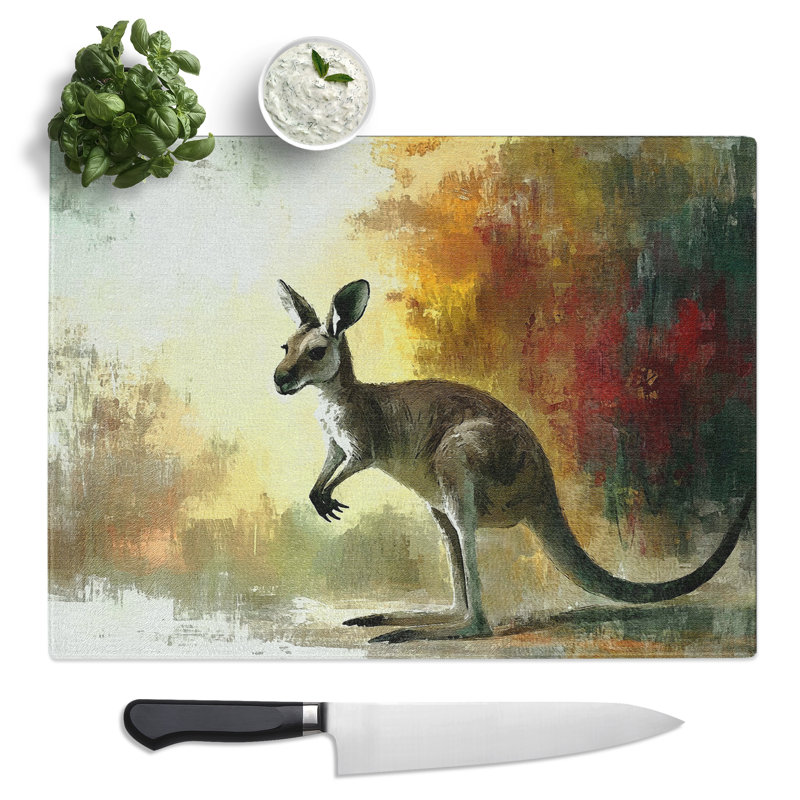 Kangaroo  Glass Chopping Board