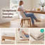 Ensemble de 2 chaises de salle à manger rembourrées Colamy Elvia, chaises modernes à dossier ouvert et revêtement en tissu incurvé avec pieds en bois d'hévéa massif-555336904-555336909