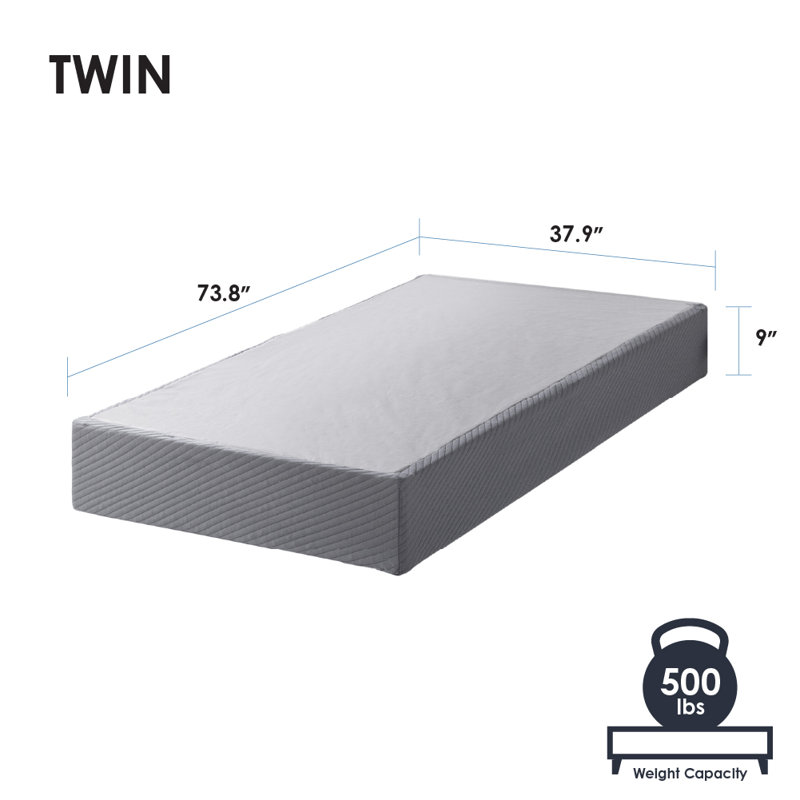 Huxley 9'' Metal Box Spring, Gray, Twin