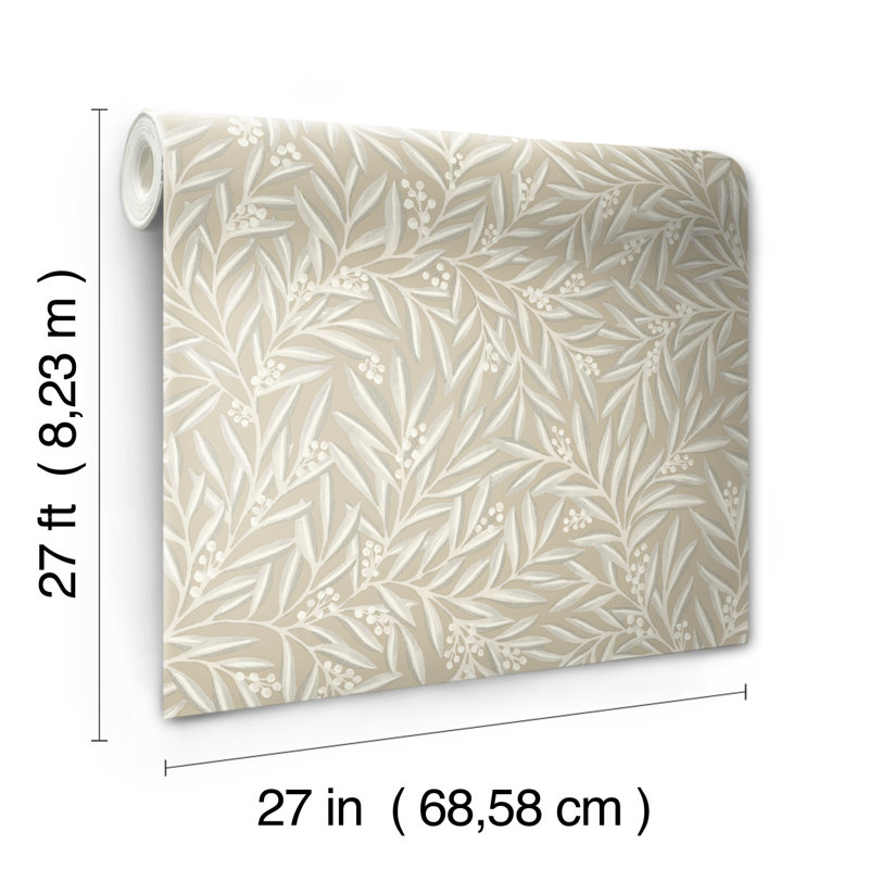 Arts and Crafts Rowan 27' L x 27" W Wallpaper Roll, Neutral