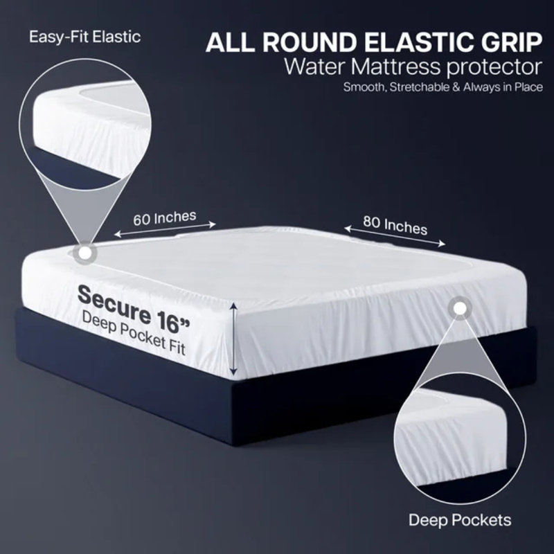 Housse de protection imperméable pour matelas avec dessus matelassé et poche profonde - Protection douce, respirante et silencieuse pour le lit - Housse ajustée pour matelas épais