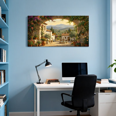 Scenic &Cityscapes Mediterranean Village Arch Garden Scene