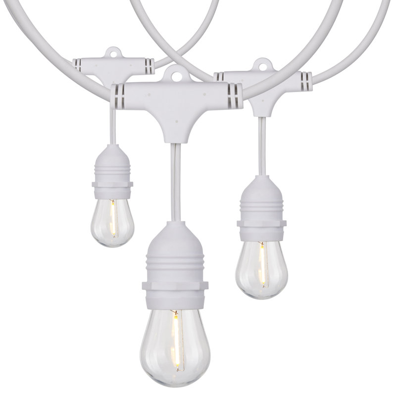 24Ft - LED String Light - Includes 12-S14 Bulbs - 2000K - White Cord