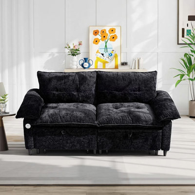 73" 3-Position Convertible Chenille Sleeper Sofa