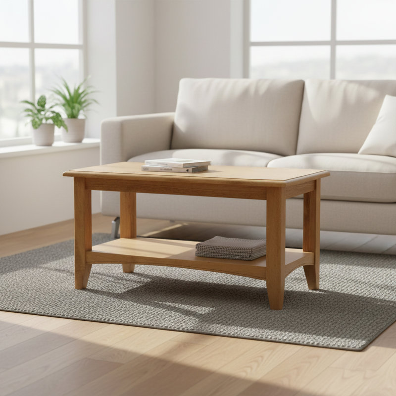 Censu Oak Coffee Table With Shelf