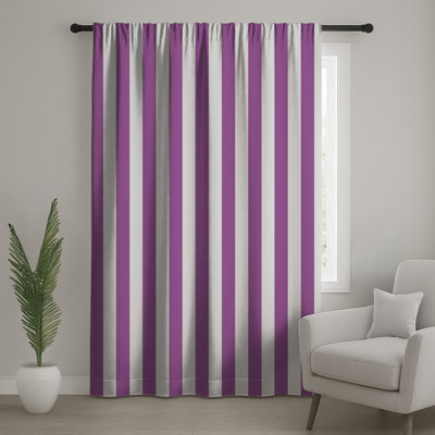 Purple Vertical Stripes Window Curtains, Stripes Sheer & Blockout Curtains - 1 Panel