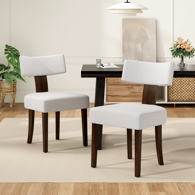 Chaises de salle à manger rembourrées de style Mid-Century avec pieds en bois massif, Bois brun