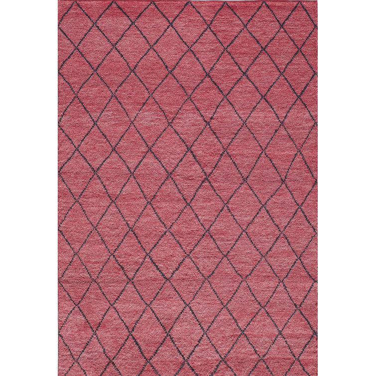 Atlas Wool Geometric Area Rug in Red/Black