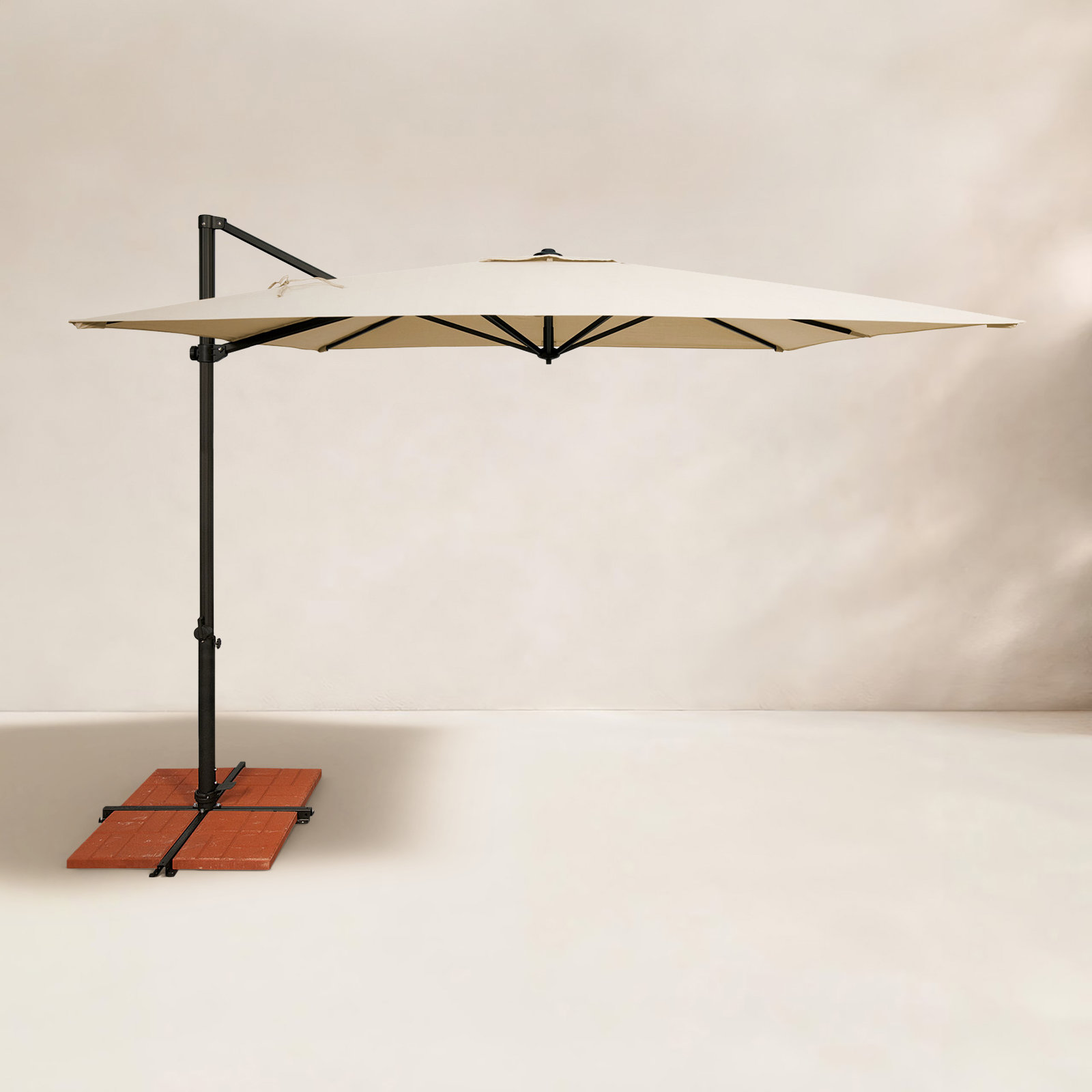 Cora 8.6' Sunbrella® Cantilever Umbrella, Flax, Black