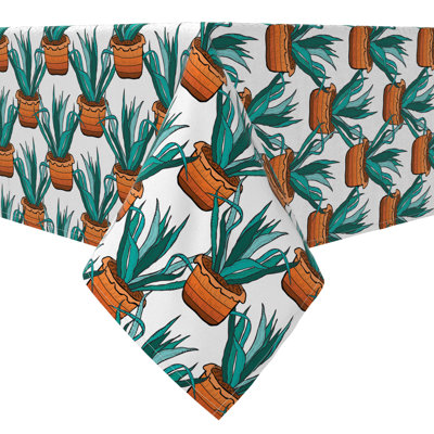 Rectangular Tablecloth, 100% Cotton, 60X104", Green House Succulents