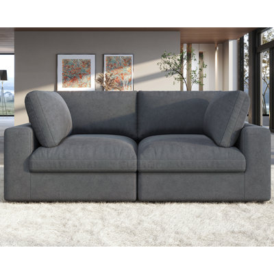 90.55" Upholstered Sofa Cloud Couch Deep Seat Couches With Multiple Large Soft Pillows,Convertible Deep Seat Chaise Longue