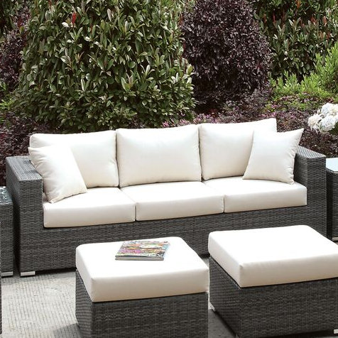 Darroch 88.13'' Wide Rectangle Wicker Patio Sofa with Cushions