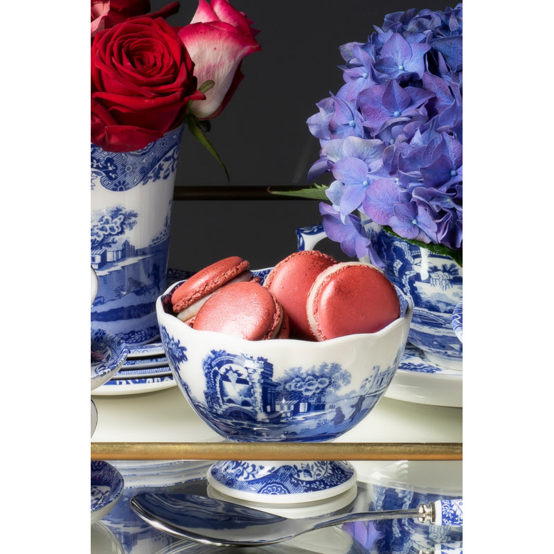 Spode Blue Italian Footed Bowl 4.75"