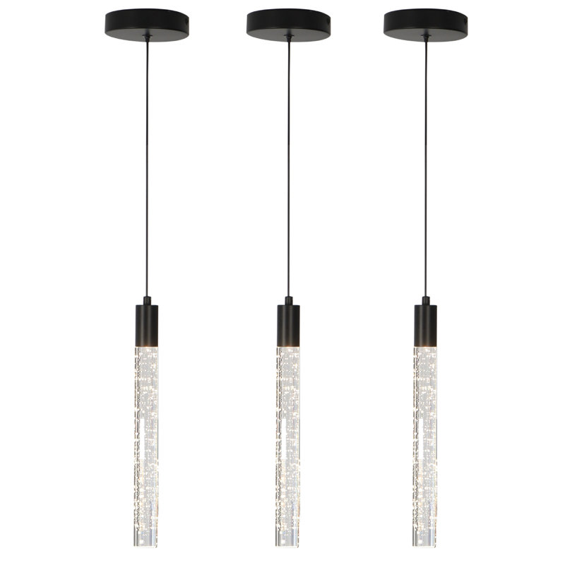Luminaire suspendu en cristal pour îlot de cuisine 1 lumière Solem, Noir