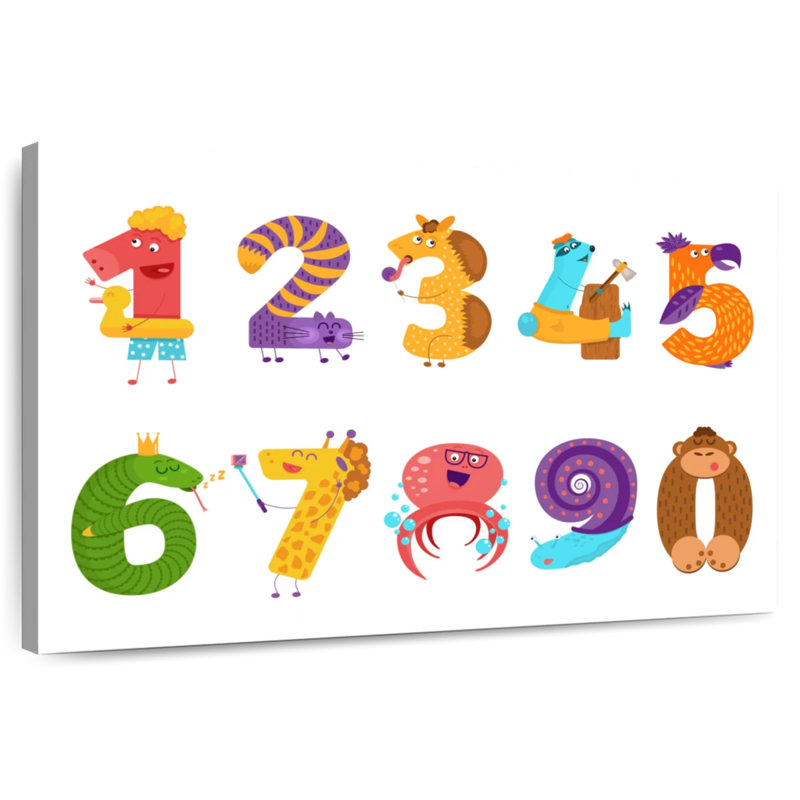 Ashelle, typographie des nombres d'animaux, H 34 po x l 51 po