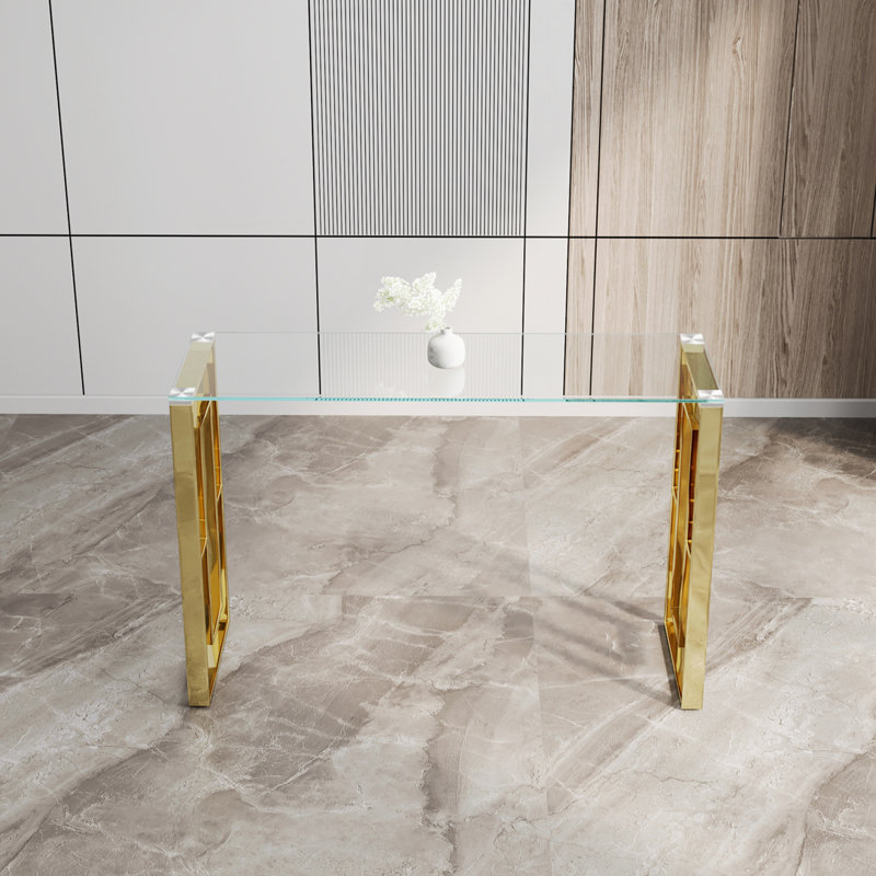 Naym 47.2'' Glass Top Console Table, Gold